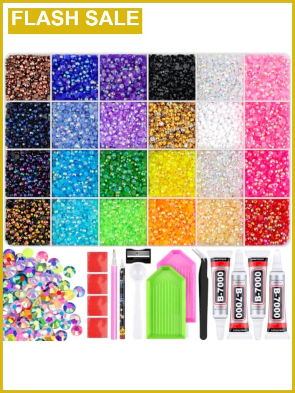 36000Pcs 3mm Jelly Rhinestones Bedazzling Kit with Glue and Tools